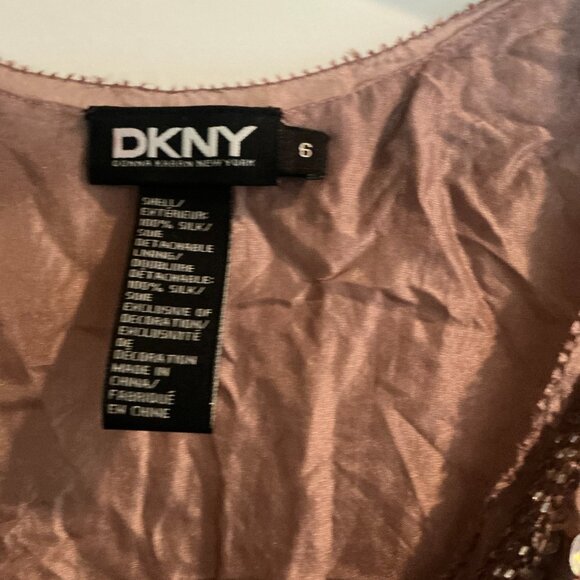 Two-Piece Mauve DKNY Silk Top & Skirt - Picture 3 of 6